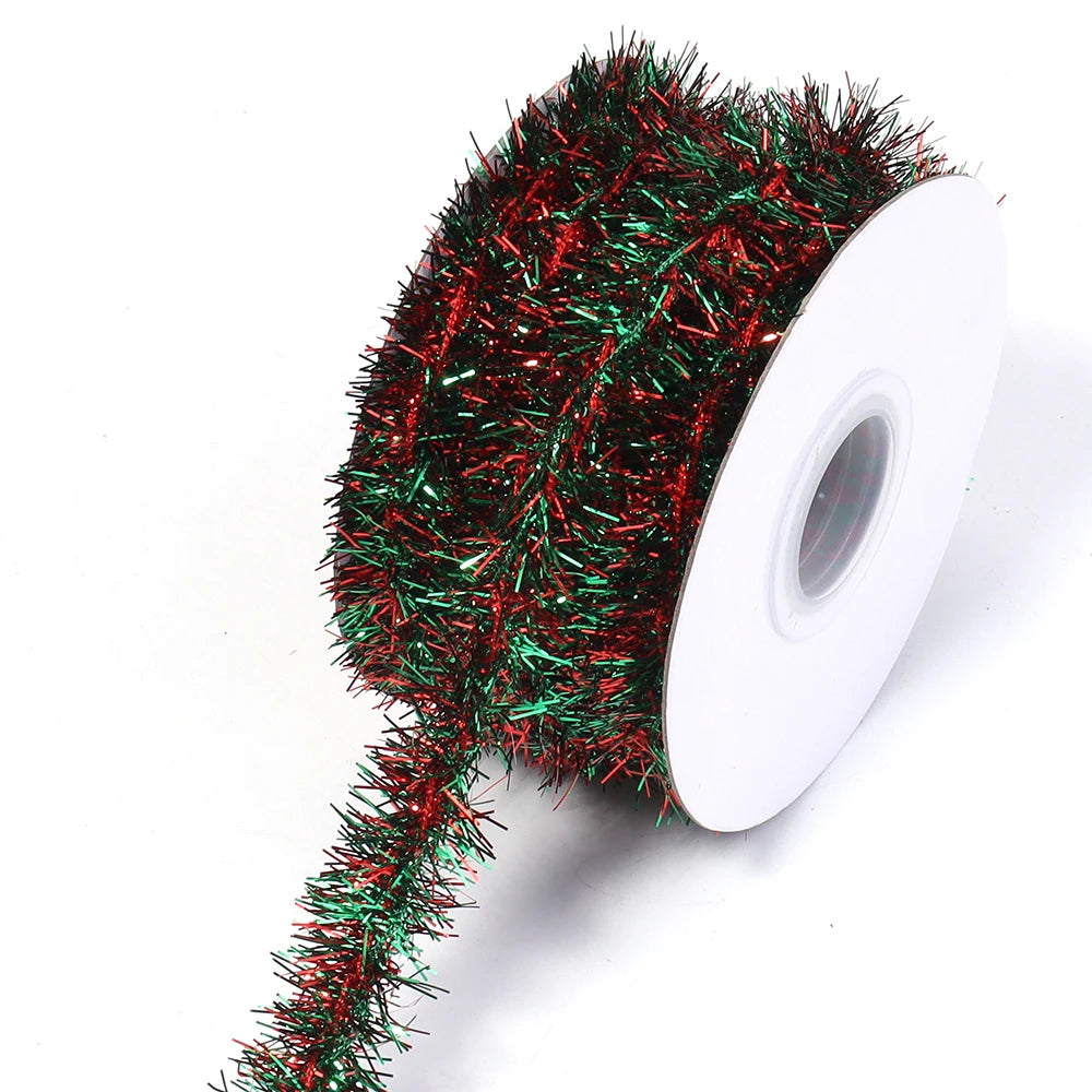 10Yards Gold Silver Wire Garland Tinsel Hanging Rattan Christmas Tree Decoration Xmas Wedding Birthday Party Colorful Ribbon