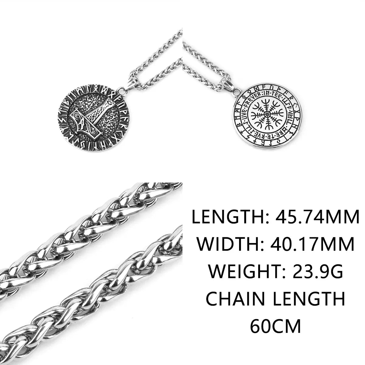 Vikings Odin Rune Necklace Various Men's Nordic Vegvisir Valknut Amulet Pendant Stainless Steel Punk Fashion Jewelry Wholesale