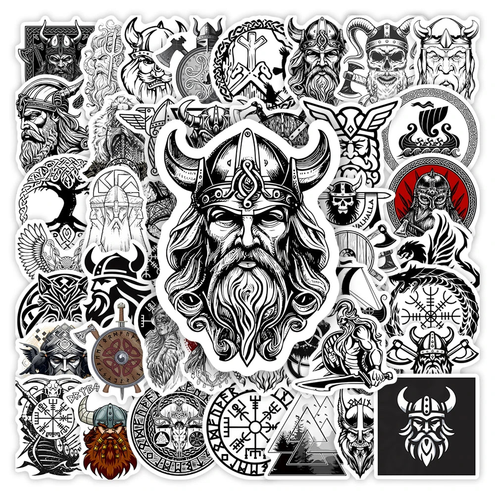Viking Warrior Stickers Art Aesthetic Tattoo Gift Toy Decorative Decal for Scrapbook Journal Laptop Luggage Bottle Waterproof