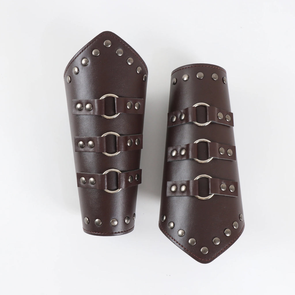 2 Pack Faux Leather Wristbands Viking Medieval Arm Guards Wristbands Halloween Accessories