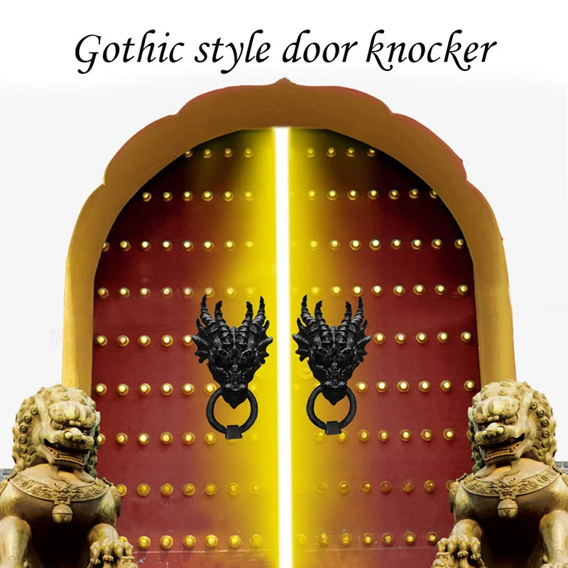 Dragon Door Knocker Goth Home Decor Gothic Home Dragon Wall Decor Dragon Head Statue Decoration For Home Office Decor