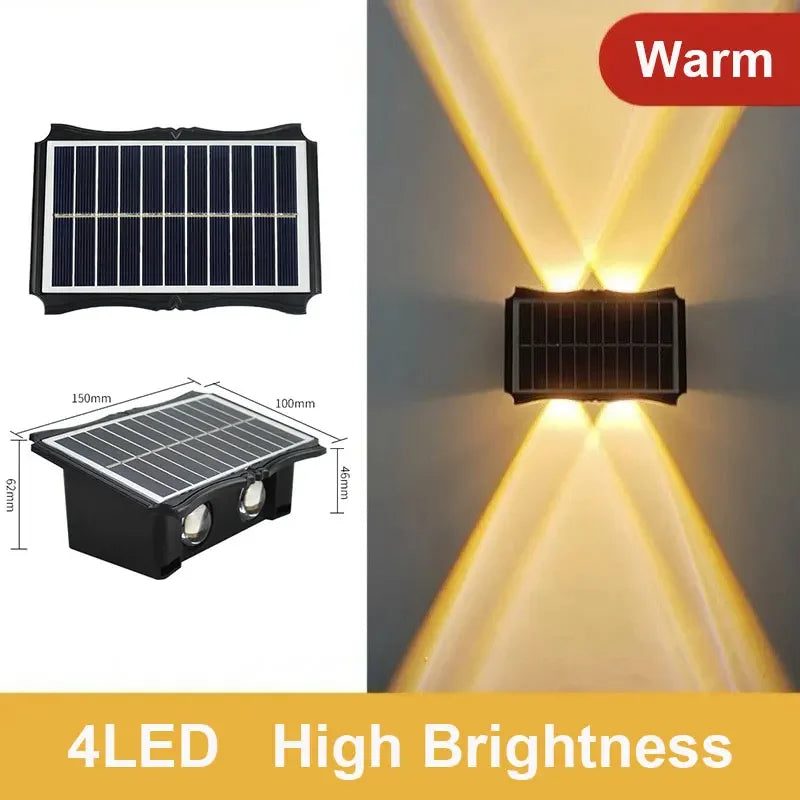 Solar LED Light Outdoor Solar LED Wall Lamp High Brightness Up And Down Luminous Lighting for Outdoor Garden Decoration Sunlight
