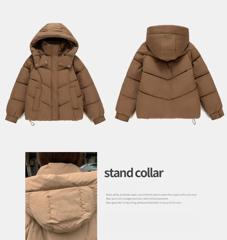 2025 Women Clothing Short Cotton Coat Winter New Style Loose Fit Thickened Petite Cotton Jacket Cold Protection Bread Parkas
