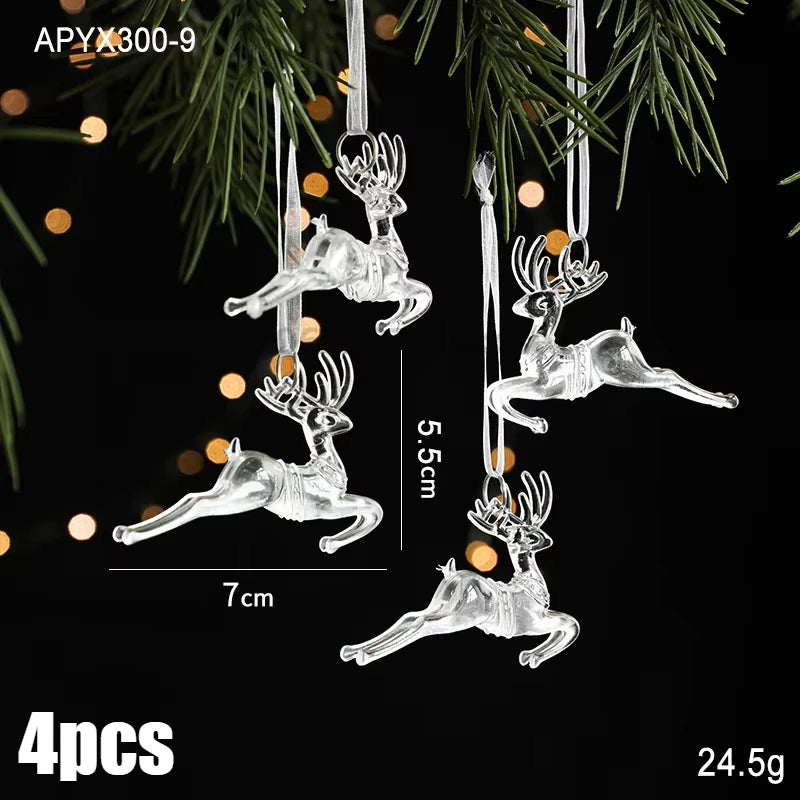 3pcs 2025 Christmas Decorations Christmas Transparent Snowflake Pendants Christmas Tree Home Decorations