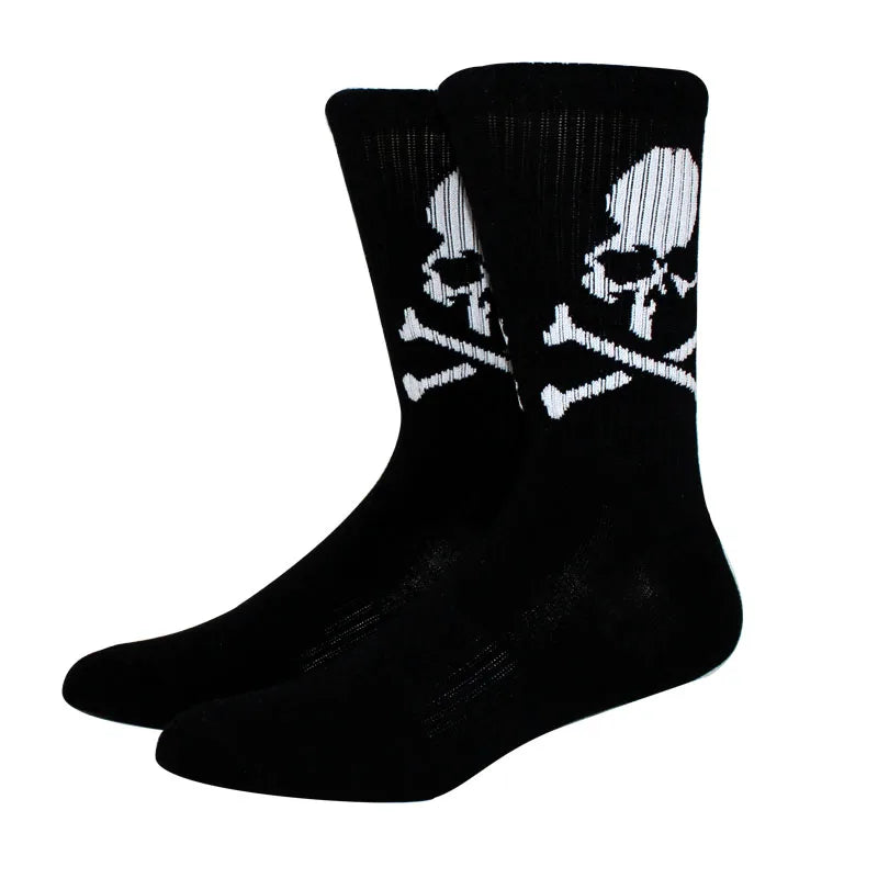 New Fashion Men Socks Cotton White Black Socks Women skateboard socks creative Halloween bone Long Socks Basketball Socks