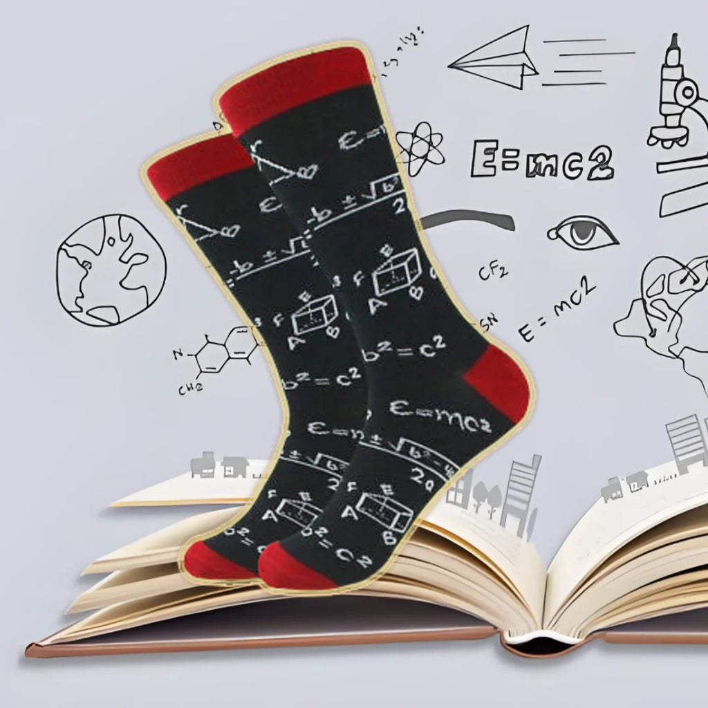 1 Pair Science Math Pattern Crew Socks, Novelty Funny Socks For Unisex,Suit In All Seasons