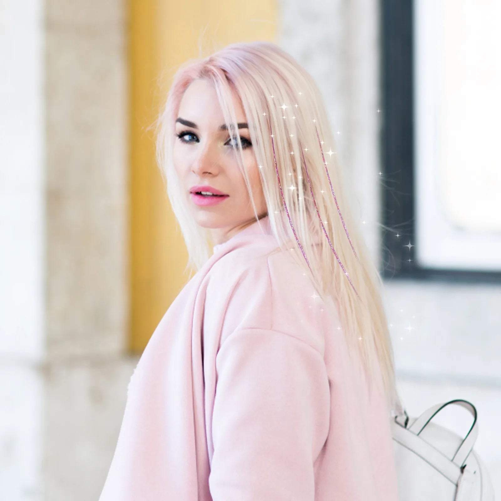 120cm Shiny Sparkle Threads Glitter Hair Tinsel Rainbow Strands Gold Hair Laser False Hair Extensions For Women Girls Styling