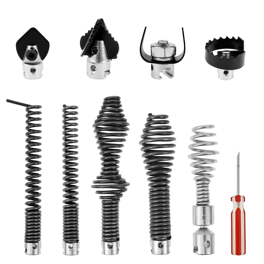 10Pcs Drain Cable Cutter and Auger Set Spring Sewer Dredging Tool for K-400 C-4/6/7/8/9 Model Cable Drain Snake Drill Attachment