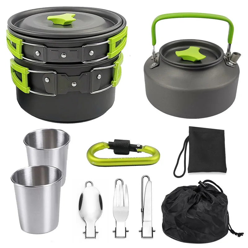 Sevenstar High Quality 2-3 Person Hiking Accessories Portable Outdoor Camping Kettle Pot Set With Swivel Carabiner