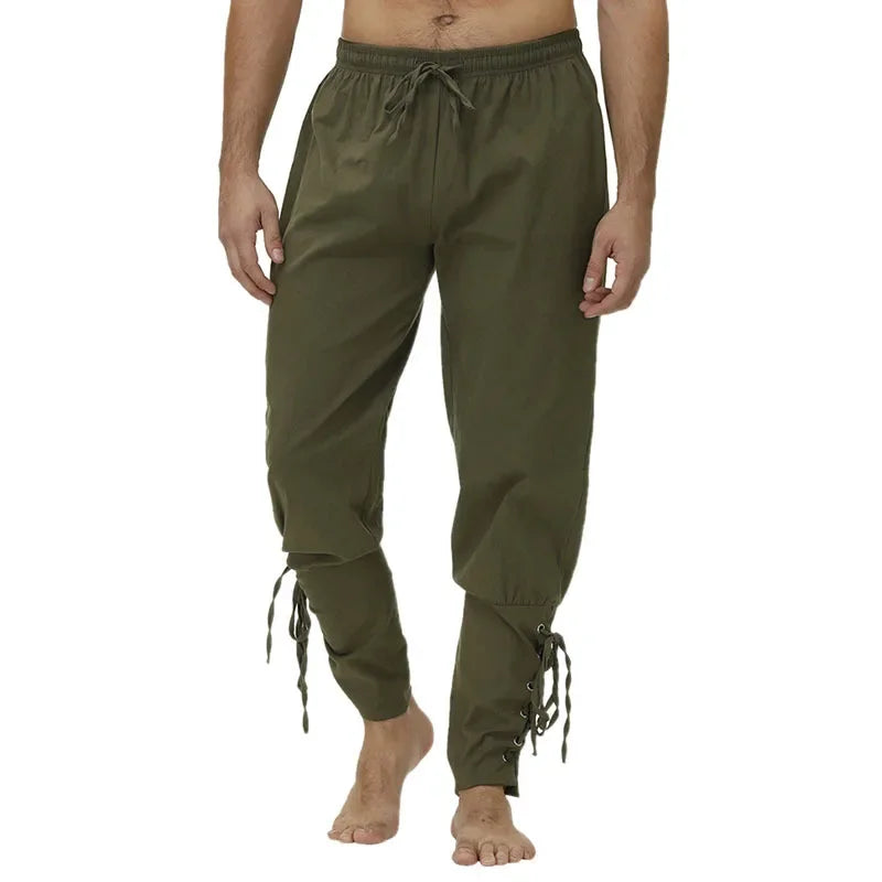 Pirate Pant Viking Costume for Men Renaissance Medieval Pants Drawstring Shorts Halloween Costume Adult Cosplay