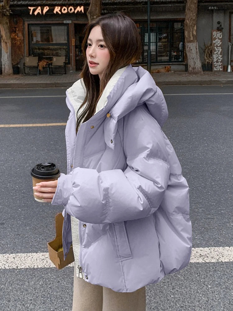2025 Women Clothing Short Cotton Coat Winter New Style Loose Fit Thickened Petite Cotton Jacket Cold Protection Bread Parkas