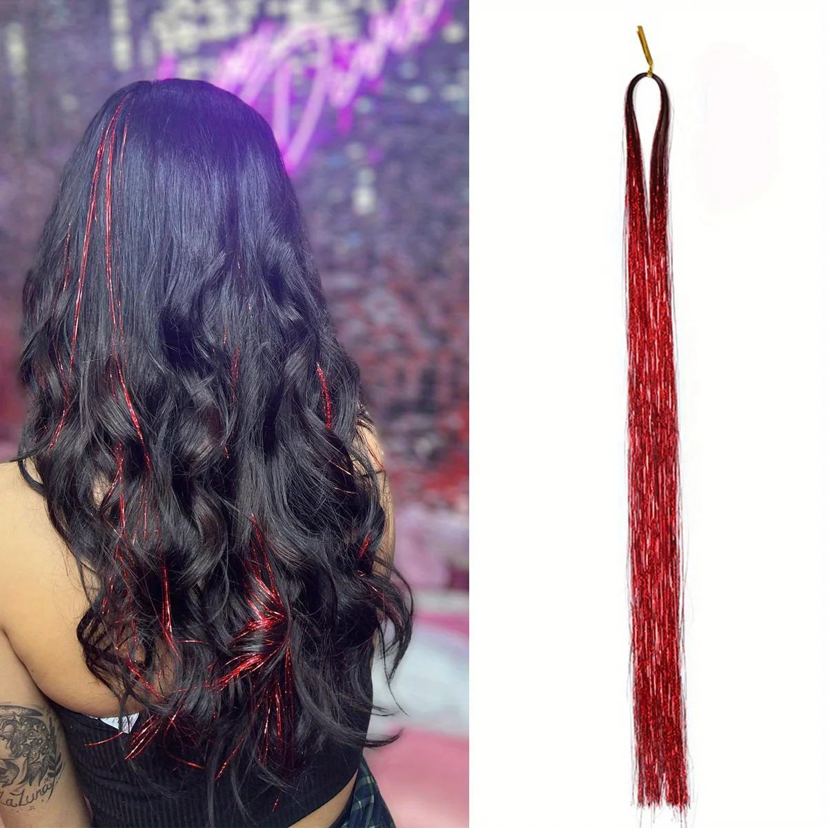 Glitter Tinsel Hair Extensions for Women and Girls Sparkling Shinny Fairy Hair Accessories for Christmas New Year Halloween