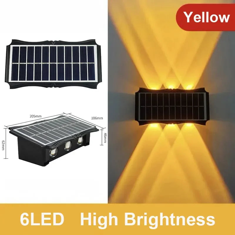 Solar LED Light Outdoor Solar LED Wall Lamp High Brightness Up And Down Luminous Lighting for Outdoor Garden Decoration Sunlight