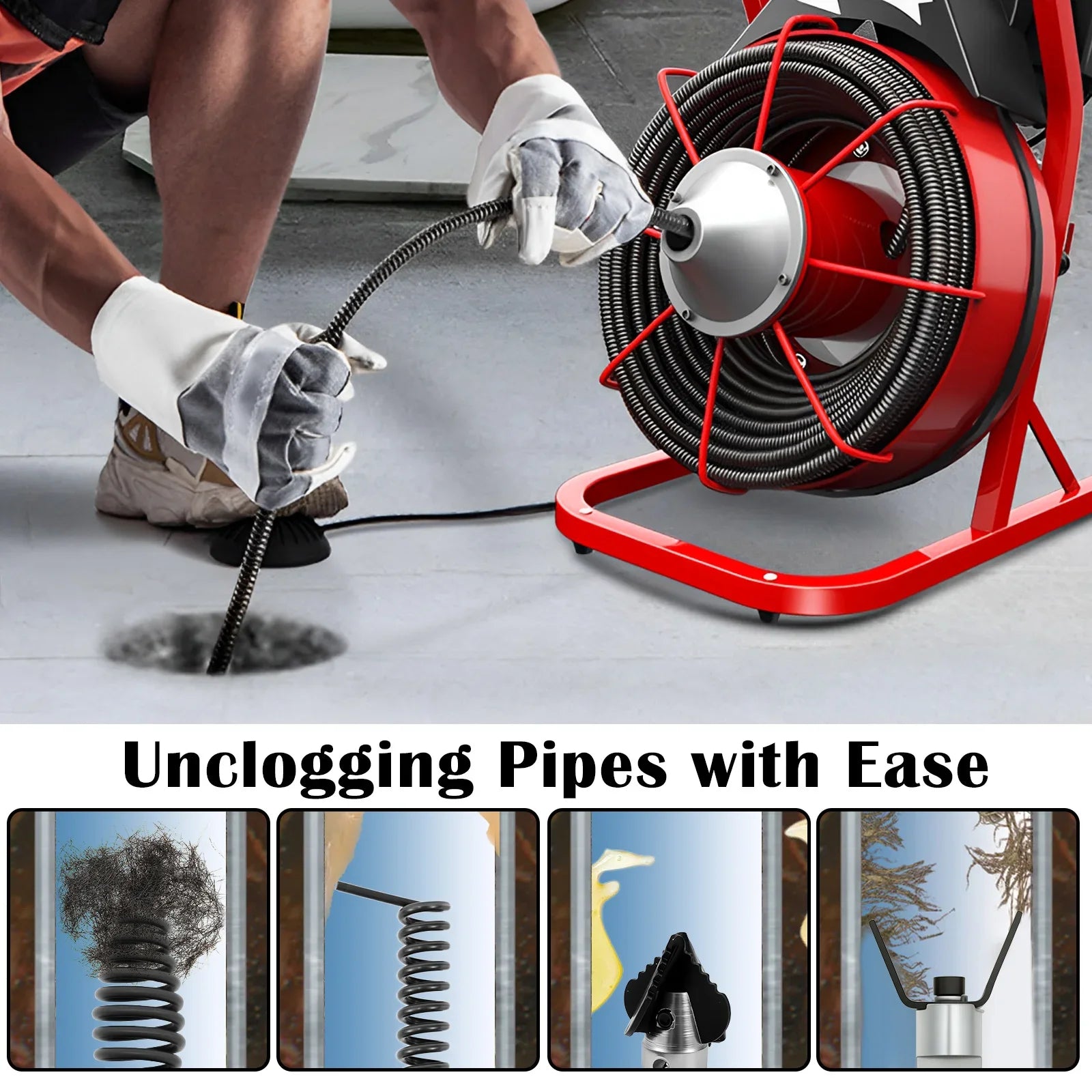 10Pcs Drain Cable Cutter and Auger Set Spring Sewer Dredging Tool for K-400 C-4/6/7/8/9 Model Cable Drain Snake Drill Attachment