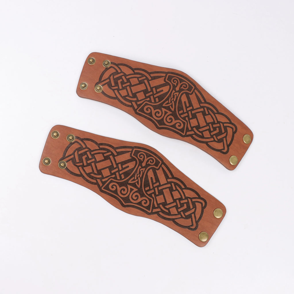 2 Pack Faux Leather Wristbands Viking Medieval Arm Guards Wristbands Halloween Accessories
