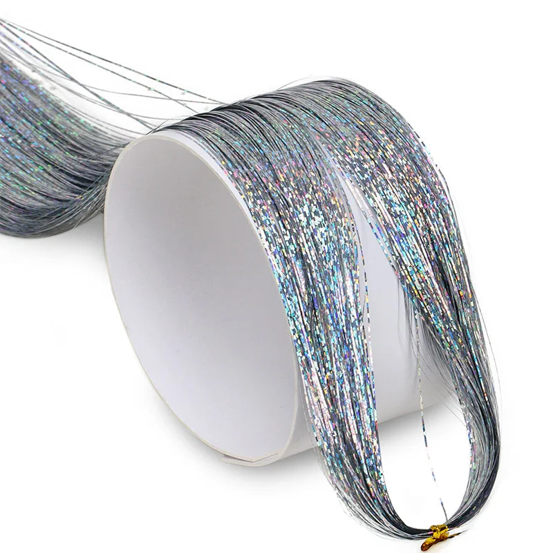 Sparkle Hair Tinsel Rainbow Colored Strands Girls Headwear Hairbinge Hair Laser False Hair Extensions Decor Glitter