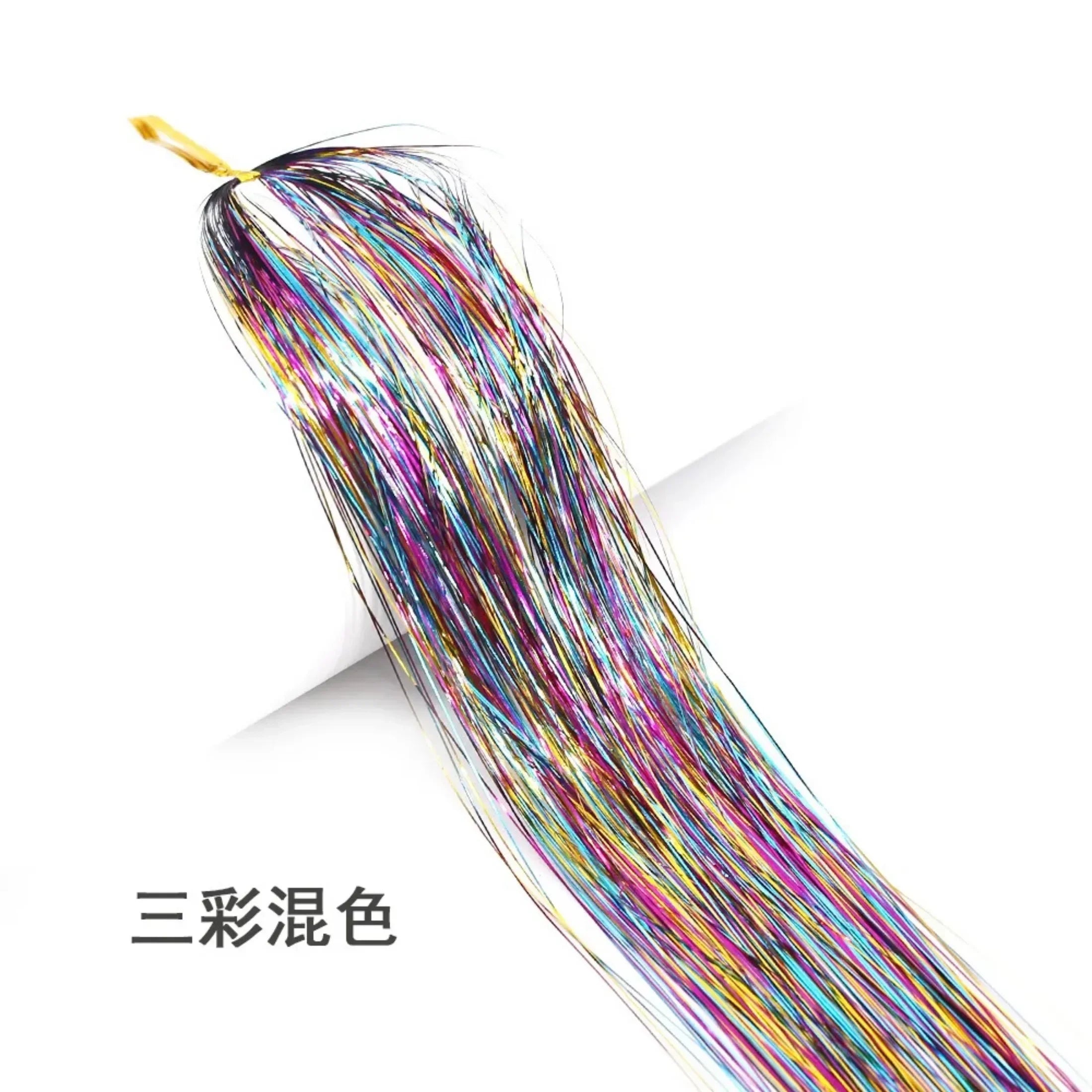 Shiny Sparkle Hair Tinsel Kit Rainbow Women Colorful Glitter Bling Hair Extension Twinkle Hair Dazzles Accessories for Braiding