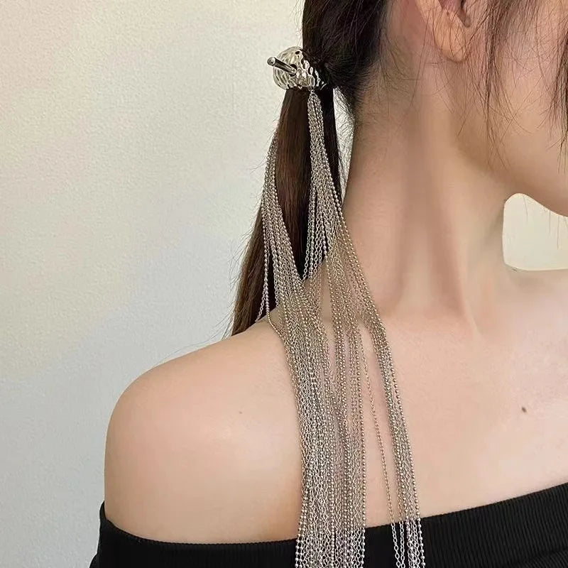 Long Tassel Hair Sticks Hairpin Chain For Women Silver Color Hair Bun Chopsticks Detachable Girls Bead Hair Accessories Jewelry