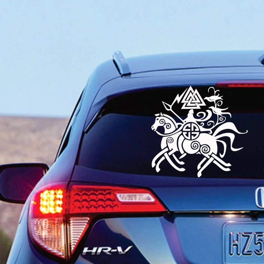 15cm Cartoon Viking Rune Fun Personality Car Window Body Cover Scratches Stickers Stylish, Cute, Exterior Parts PVC Accessories