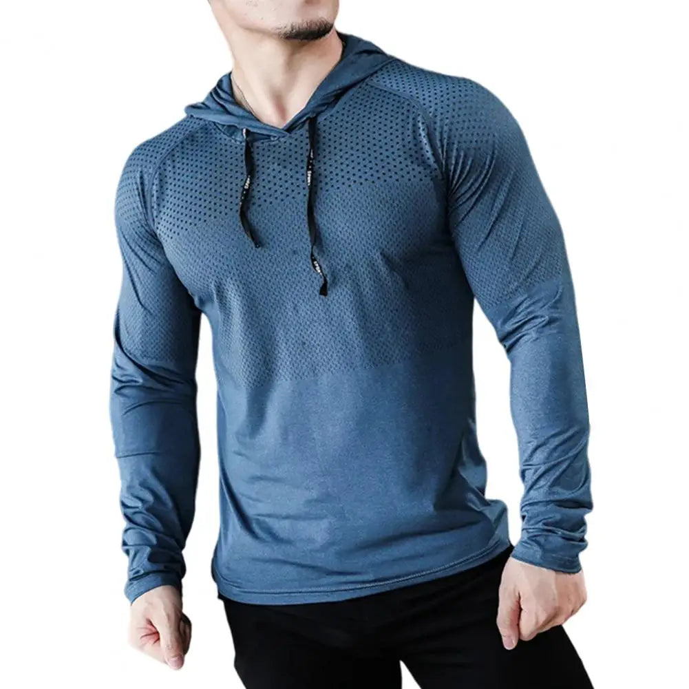 Mens Fitness Tracksuit Running Sport Hoodie Gym Joggers Hooded Outdoor Workout Shirts Tops Clothing Muscle Training Sweatshirt
