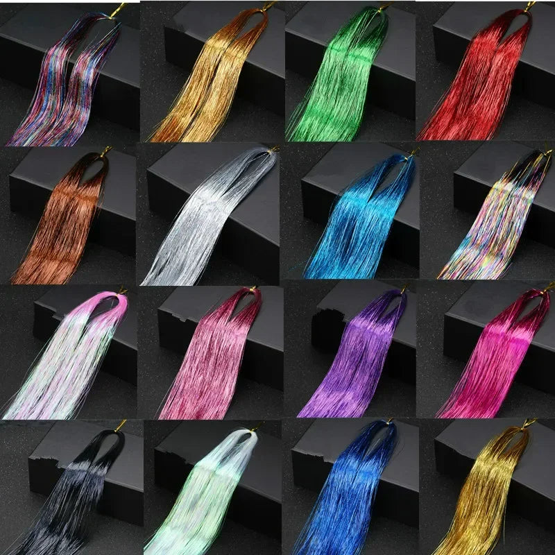 1 Pc Sparkle Tinsel Shiny Hair Tinsel Hair Extensions Dazzles Women Hippie for Braiding Headdress Hair Braiding Tools Long 100cm