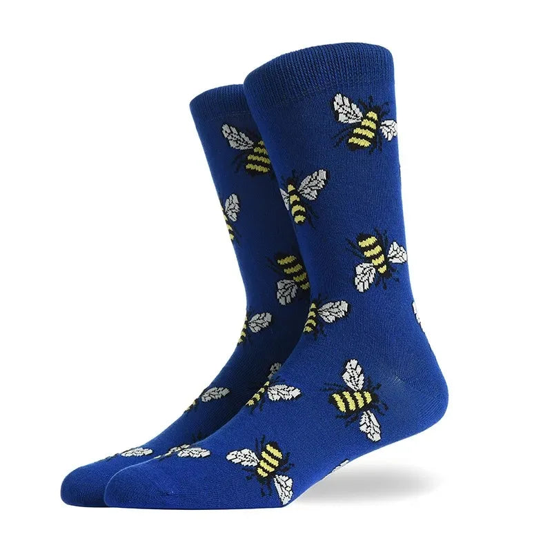 Men's Hip Hop Harajuku Socks Shark Clown Skateboarding Oil Painting Animal Mid-cut funny socks