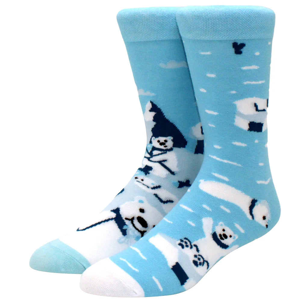 Funny men's and women's socks, cartoons, animals, fruits, beer, patterns, jacquard socks, hip hop skateboard socks