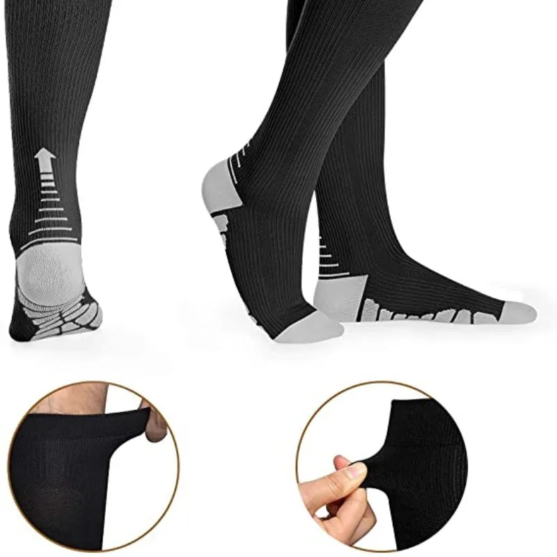 Unisex Compression Socks 30 Mmhg Sport Socks Soccer Football Socks Arrow Pattern Thigh Tube Socks Outdoor Running Fitness Socks