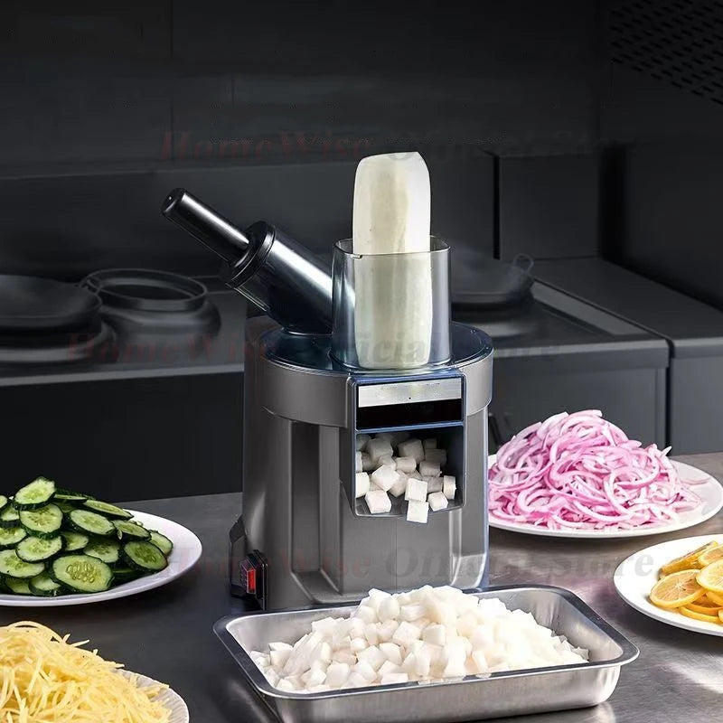 LX Multi-function Vegetable Cutter Fruit Slicer Shredder Cube Cutter 3 Blade Discs Food Processor Oblique and Straight Feed Port