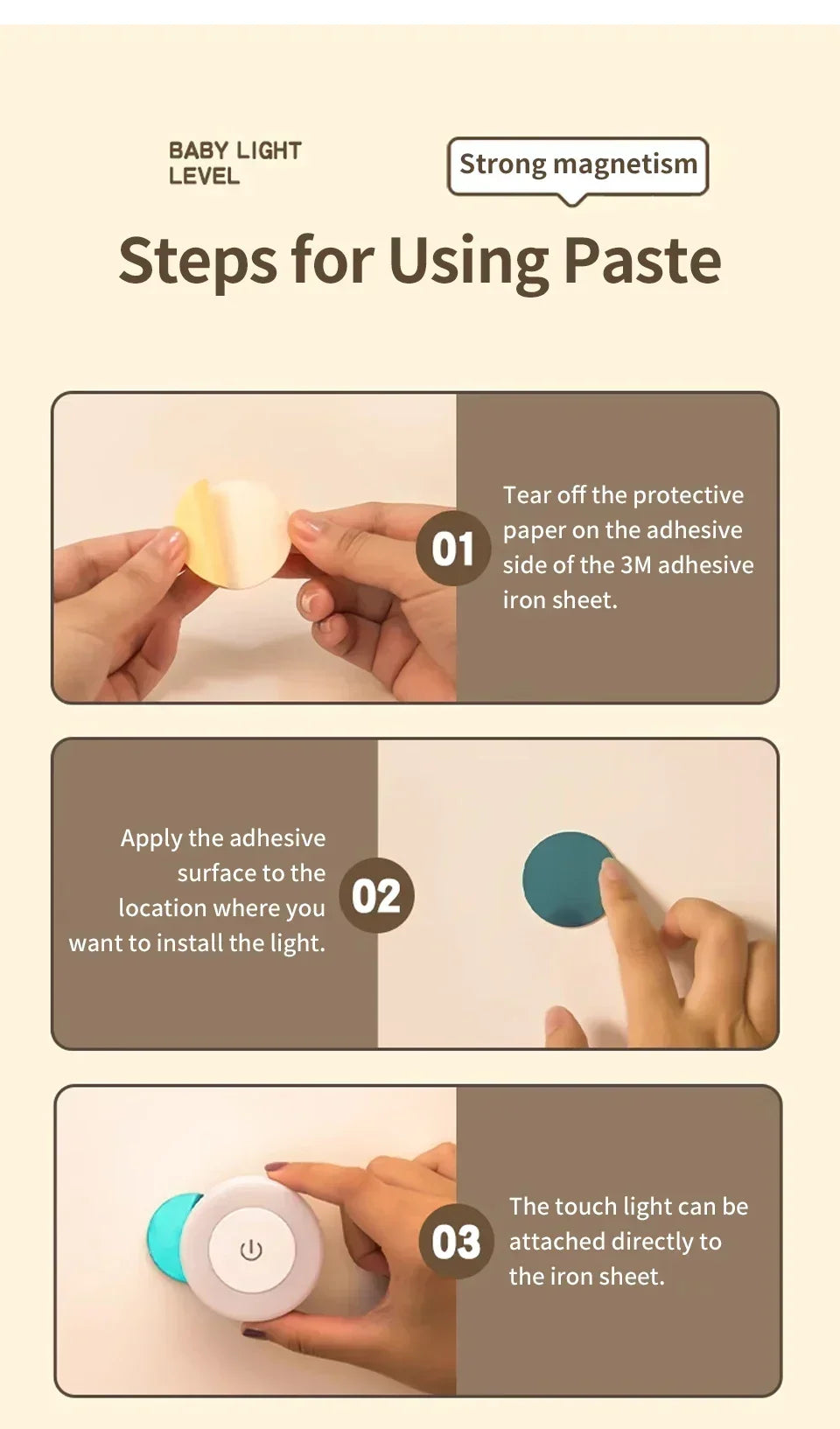 Led Wall Light Portable USB Rechargeable Night Light for Living Room Bedroom Lighting Lamps Bedside Lamp Touch Light Home Decor