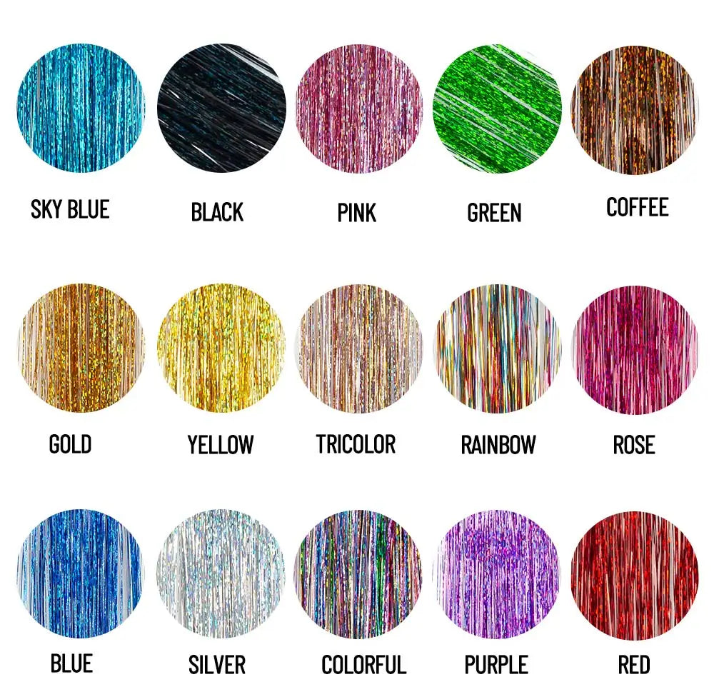 New Sparkle Hair Extensions Clip In Hair Tinsel Fairy Tinsel Hair Extensions With Clips Clip On Glitter Hair Tinsel Extensions