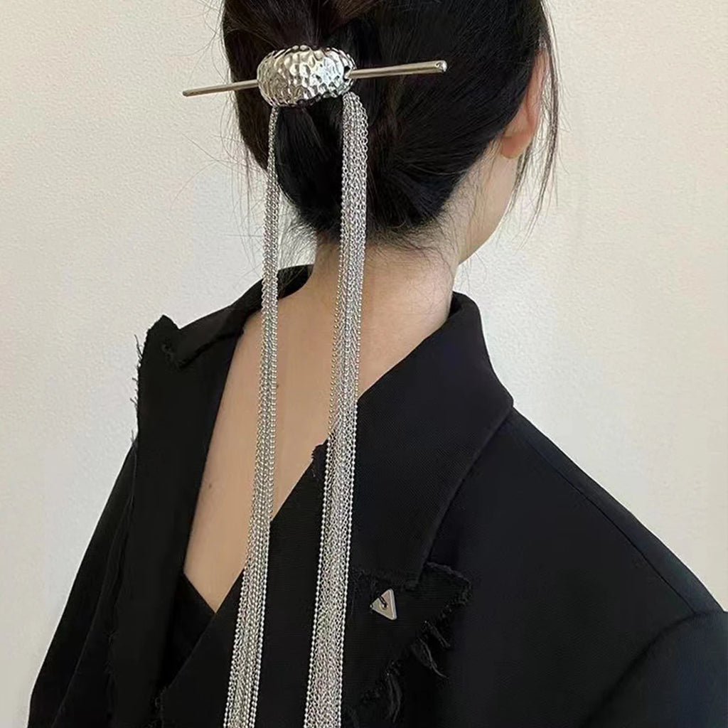 Long Tassel Hair Sticks Hairpin Chain For Women Silver Color Hair Bun Chopsticks Detachable Girls Bead Hair Accessories Jewelry