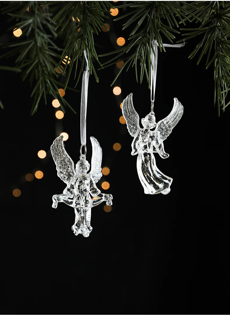 3pcs 2025 Christmas Decorations Christmas Transparent Snowflake Pendants Christmas Tree Home Decorations