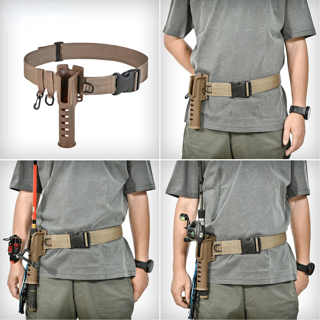Portable rod holder fishing gear accessory with adjustable waist fishing rod insertion device fishing accessories tool outdoor
