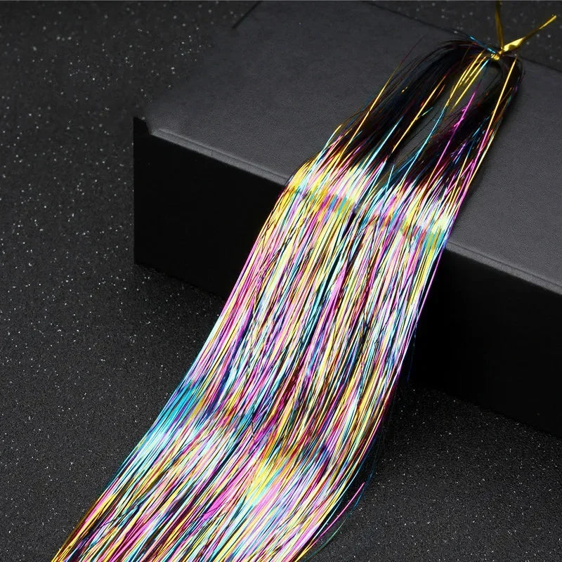 1 Pc Sparkle Tinsel Shiny Hair Tinsel Hair Extensions Dazzles Women Hippie for Braiding Headdress Hair Braiding Tools Long 100cm
