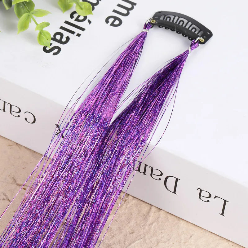 Hair Tinsel Glitter Braids High Temperature Fiber Bling Women's Tinsel Hair Strands In Braiders French Twist Hair Accessories