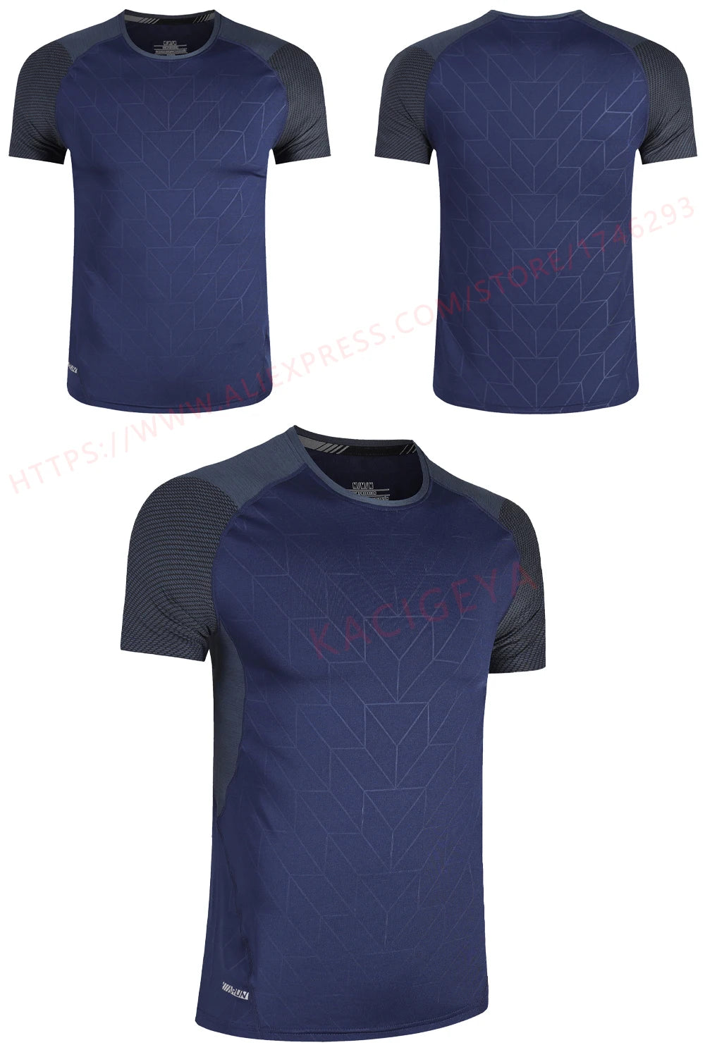 Mens Sport Tee Bodybuilding Gym Running Jogging Short Sleeves Fashion Patchwork Print Breathable Quick Drying Workout Shirts