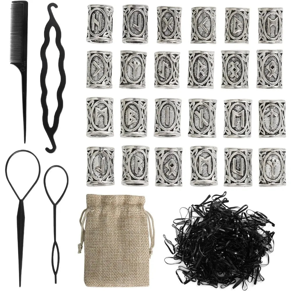 Beard Beads Set Viking Piece, Viking Beard Beads Nordic Hair Accessories for Jewellery DIY Pendant Necklace