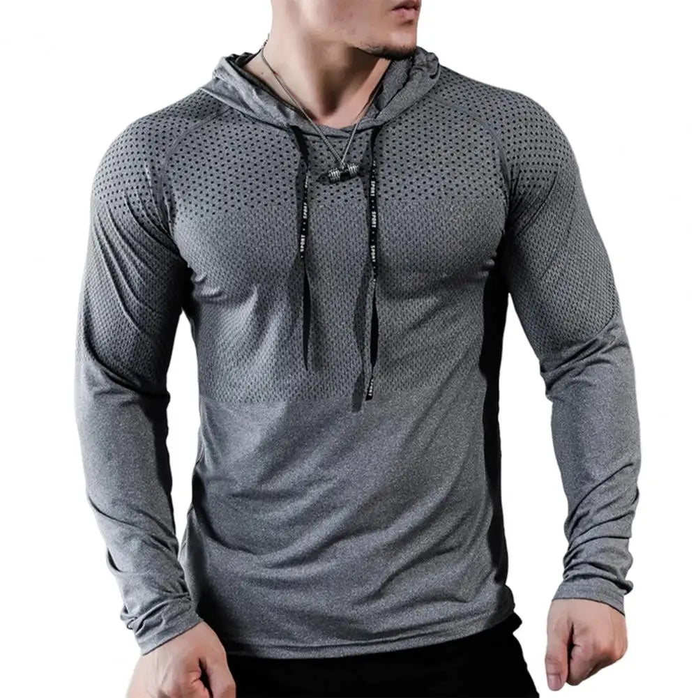 Mens Fitness Tracksuit Running Sport Hoodie Gym Joggers Hooded Outdoor Workout Shirts Tops Clothing Muscle Training Sweatshirt
