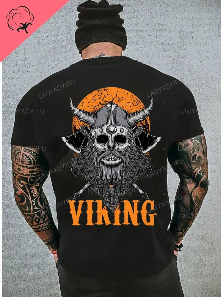Viking Blood High Quality 100% Cotton T Shirt Men Short Sleeve Viking Legend T-Shirt Retro Classic Tee Shirt Valhalla Odin Tops