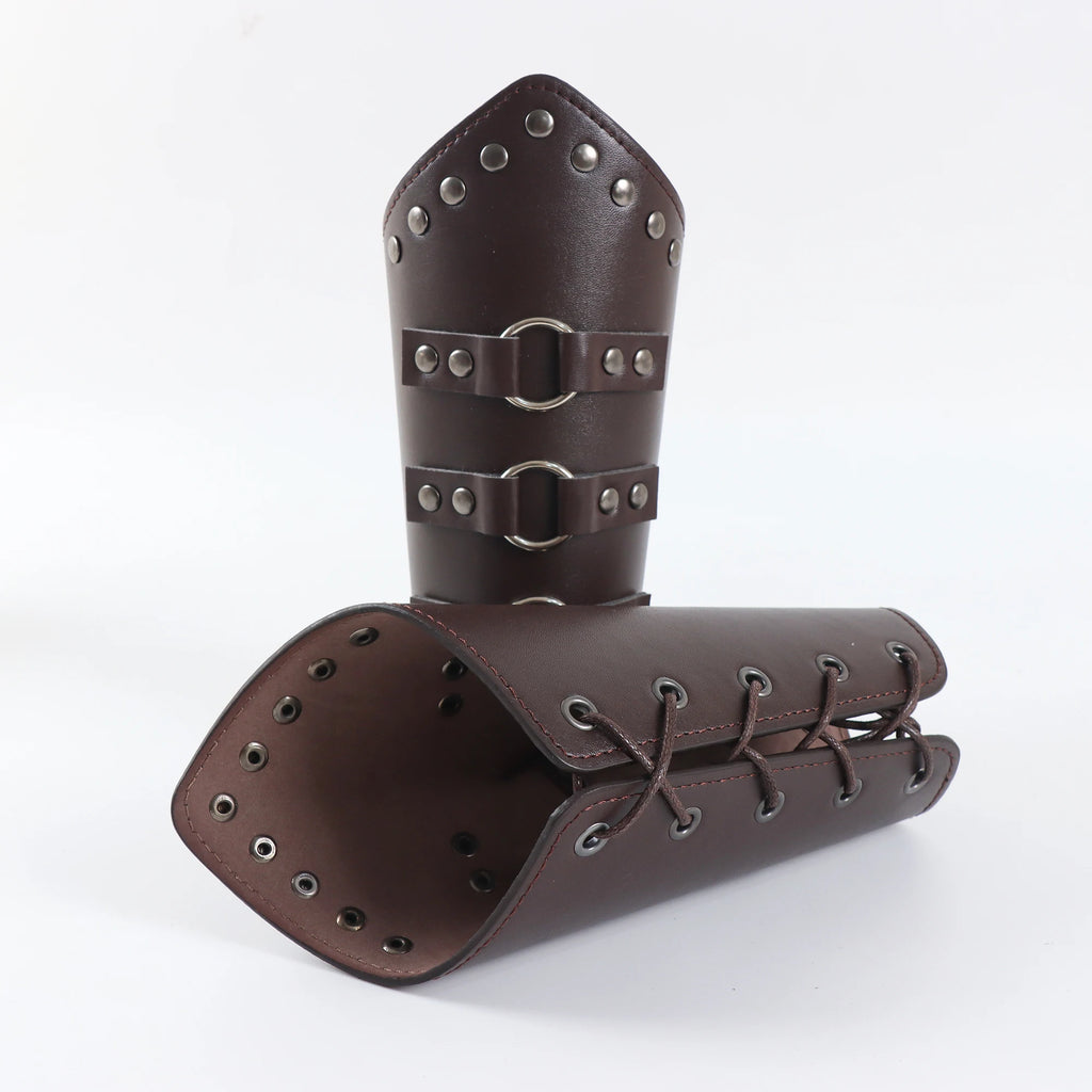 2 Pack Faux Leather Wristbands Viking Medieval Arm Guards Wristbands Halloween Accessories
