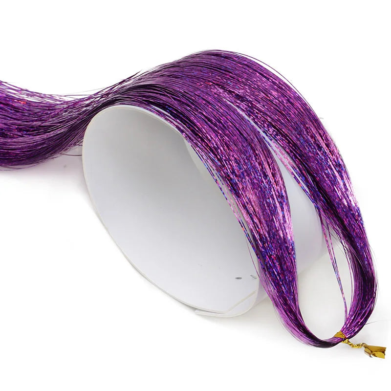 Sparkle Hair Tinsel Rainbow Colored Strands Girls Headwear Hairbinge Hair Laser False Hair Extensions Decor Glitter