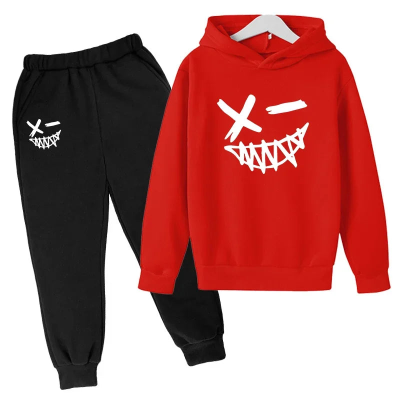 New Children's Hooded Casual Jacket, Boys' and Girls' Branded Clothing for Ages 3-13, Two-piece Set with Top and Pants, Party-ch