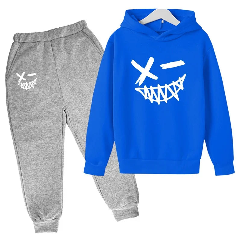 New Children's Hooded Casual Jacket, Boys' and Girls' Branded Clothing for Ages 3-13, Two-piece Set with Top and Pants, Party-ch