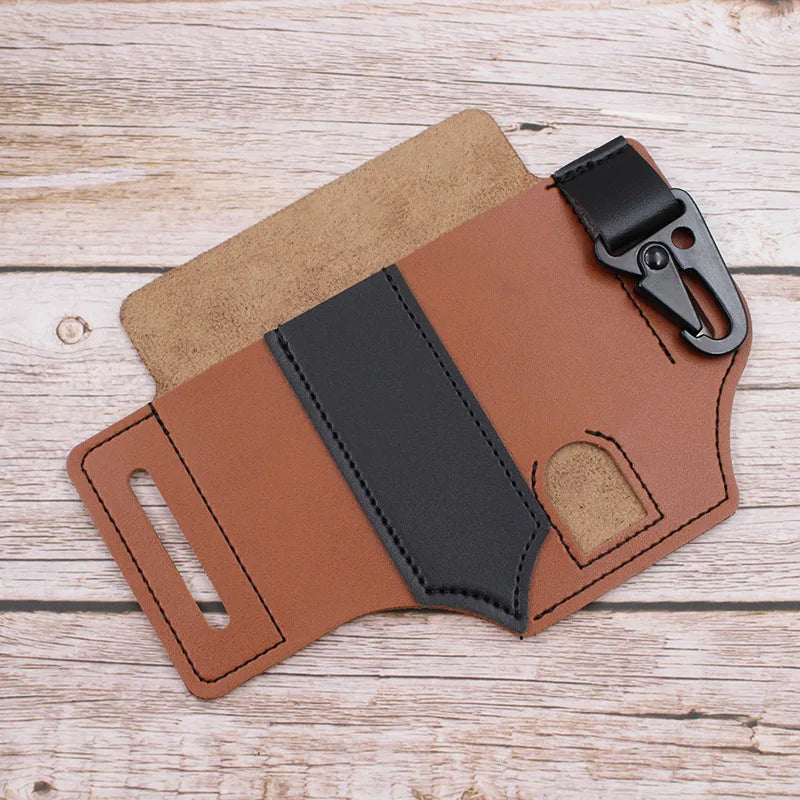 Tool Pocket Multifunctional Storage Wear Resistant Durable Outdoor Camping Sports Pocket Tool Leather Case Flashlight Cover