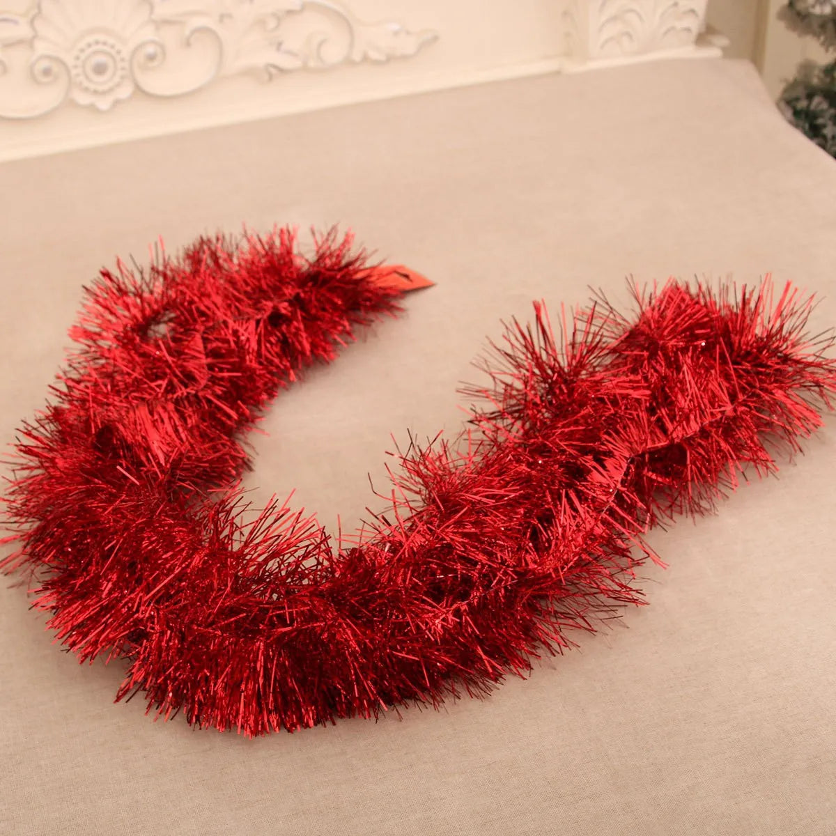 180cm Christmas Tinsel Ribbon Garland Gold Silver Color Decorative Tinsel Strips Home Wedding Birthday Party Wall Door Decor