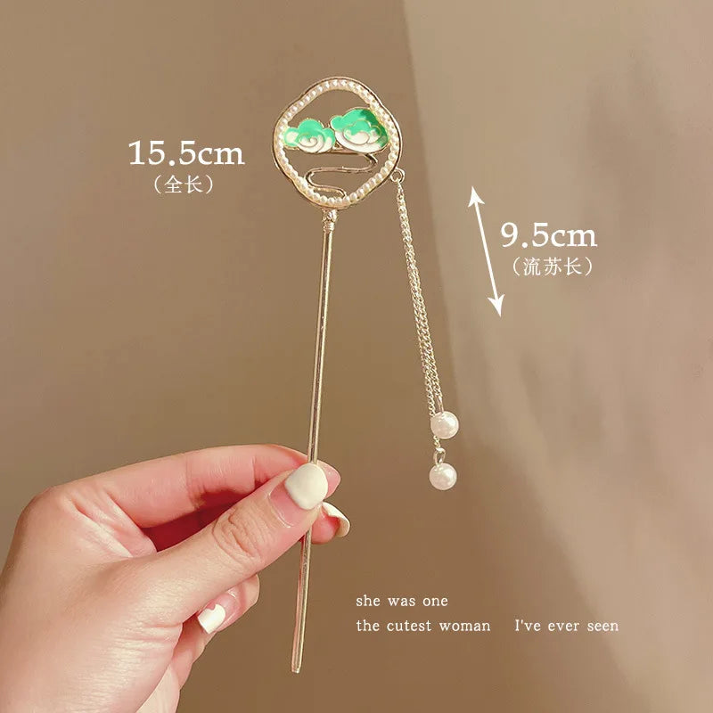 Elegant Flower Tassel Hairpin For Women Exquisite Neo-chinese Style Metal Hair Stick Girls Fashion Jewelry Hair Accessories