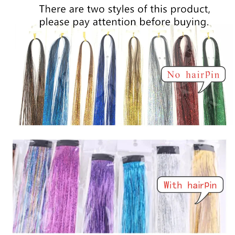 Hair Tinsel Glitter Braids High Temperature Fiber Bling Women's Tinsel Hair Strands In Braiders French Twist Hair Accessories