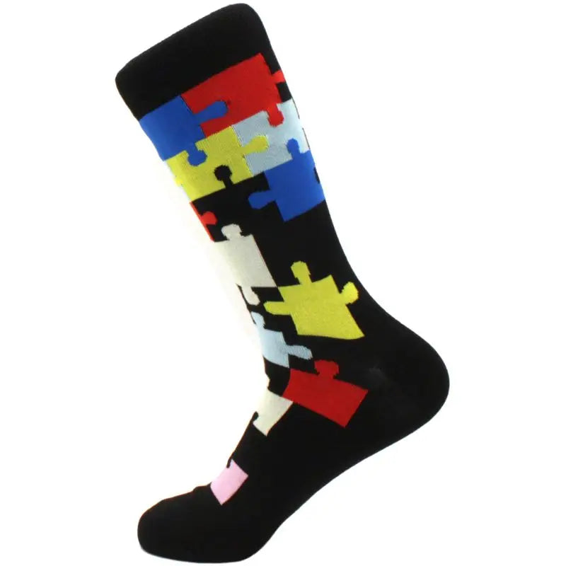 Men's hip hop harajuku socks polka dot alien skateboard checkered animal medium cut funny socks