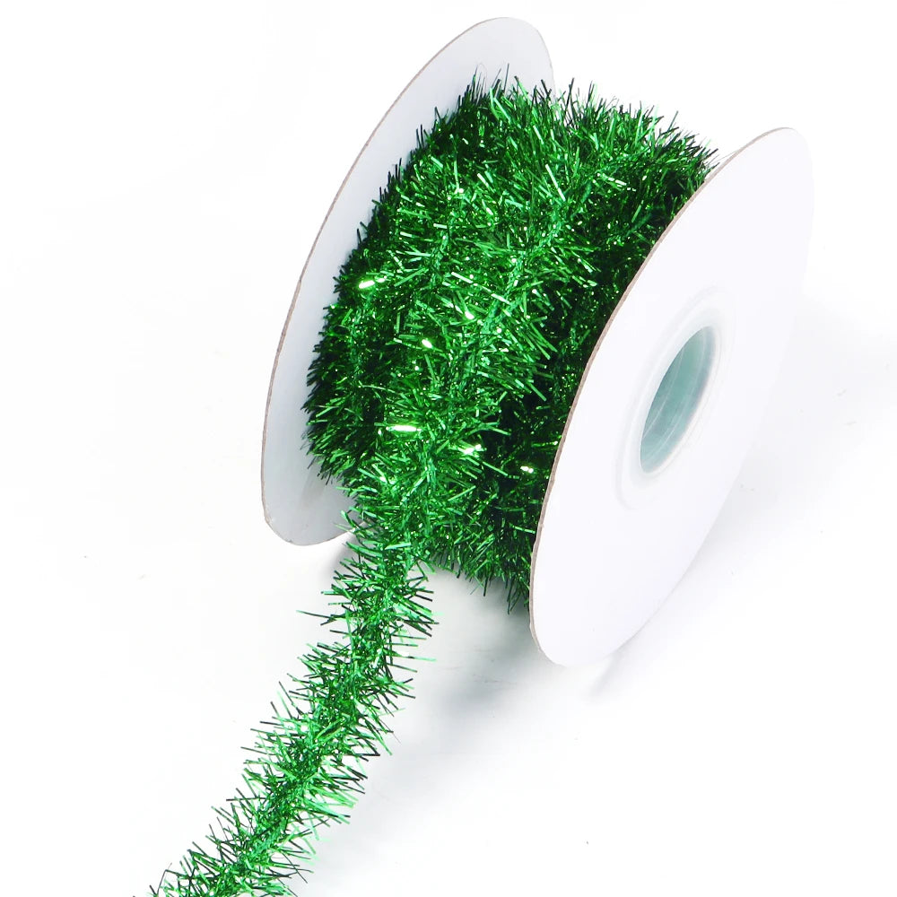 10Yards Gold Silver Wire Garland Tinsel Hanging Rattan Christmas Tree Decoration Xmas Wedding Birthday Party Colorful Ribbon